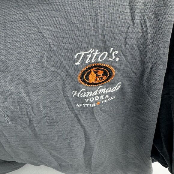 Travis Mathew Men's XL Gray Polo Shirt Short Sleeve Tito's Vodka Austin TX - Picture 3 of 4
